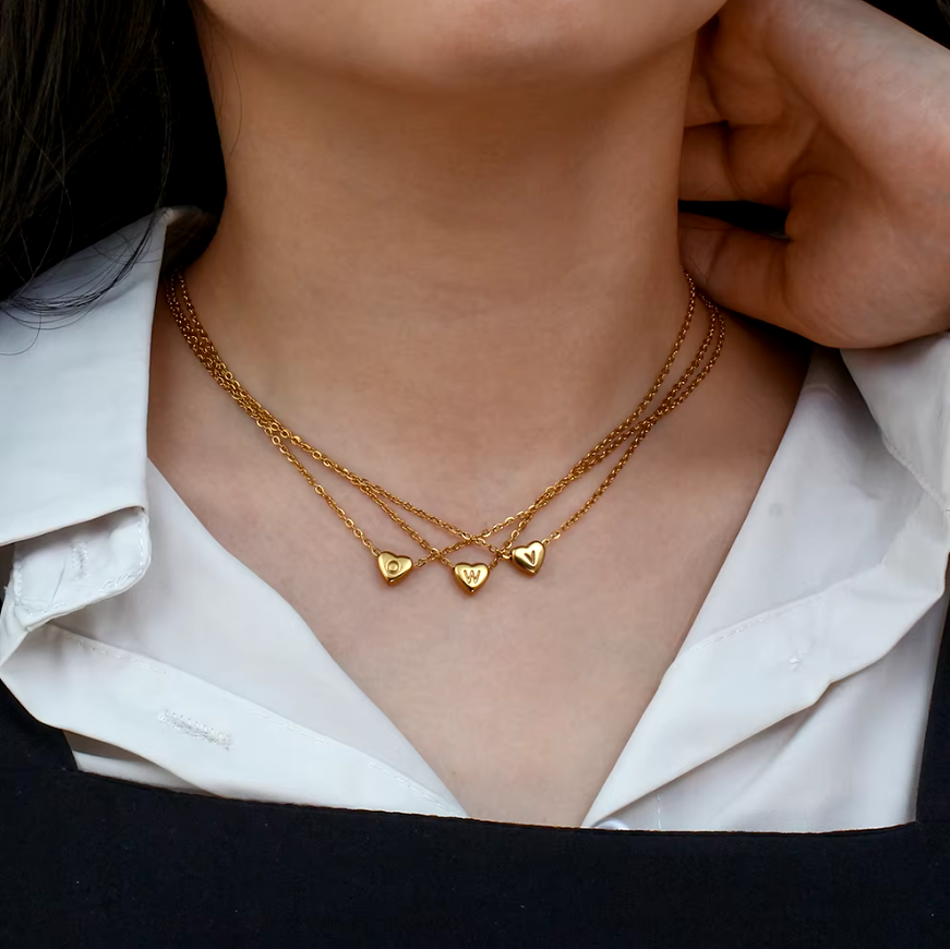 Collier Cœur Doré Gravé - Personnalisation Offerte