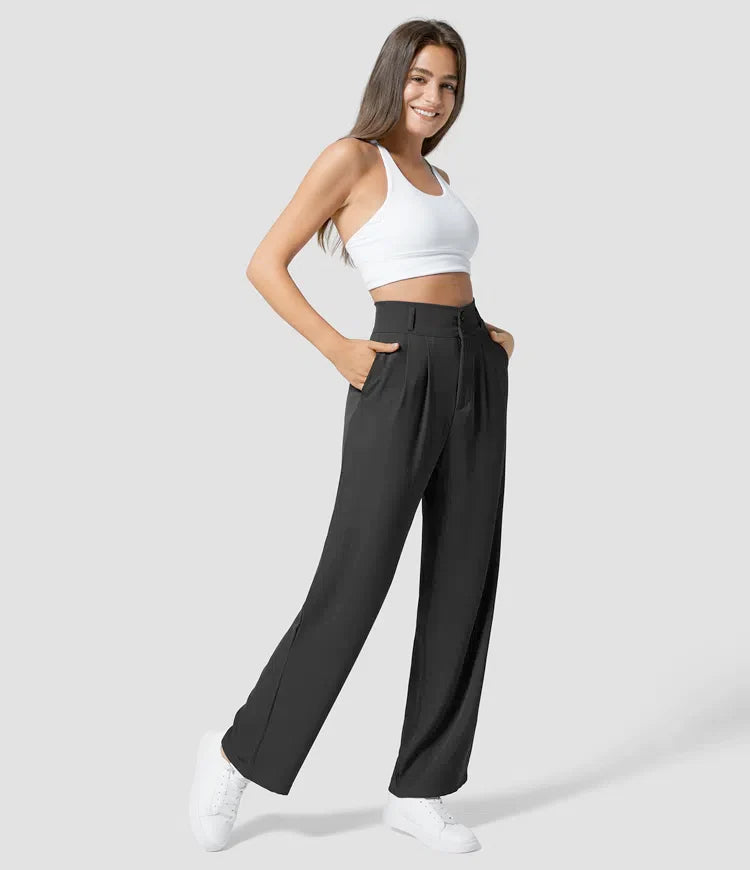 Pantalon Élégance Chic à Taille Haute pour Femme