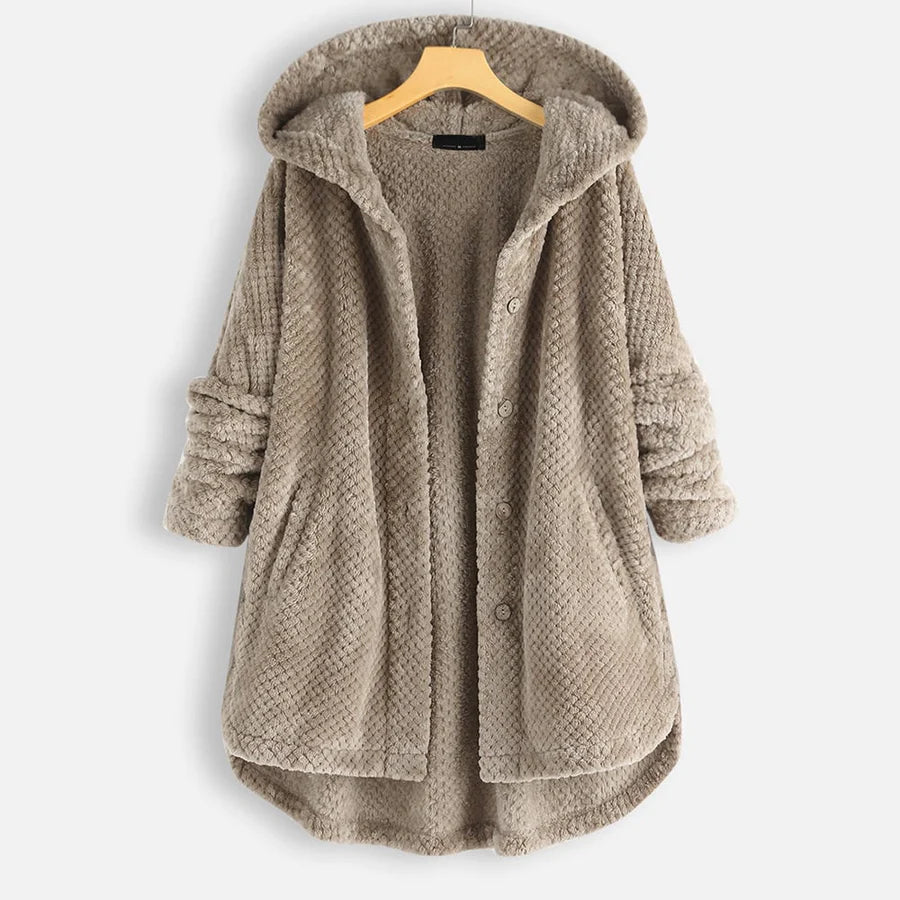 Manteau Cosy en Polaire Double-Face à Capuche pour Femme