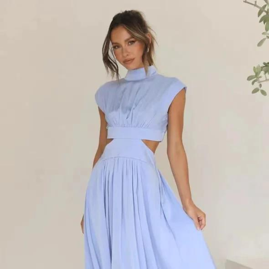 Robe Midi Évasée Élégante à Découpes