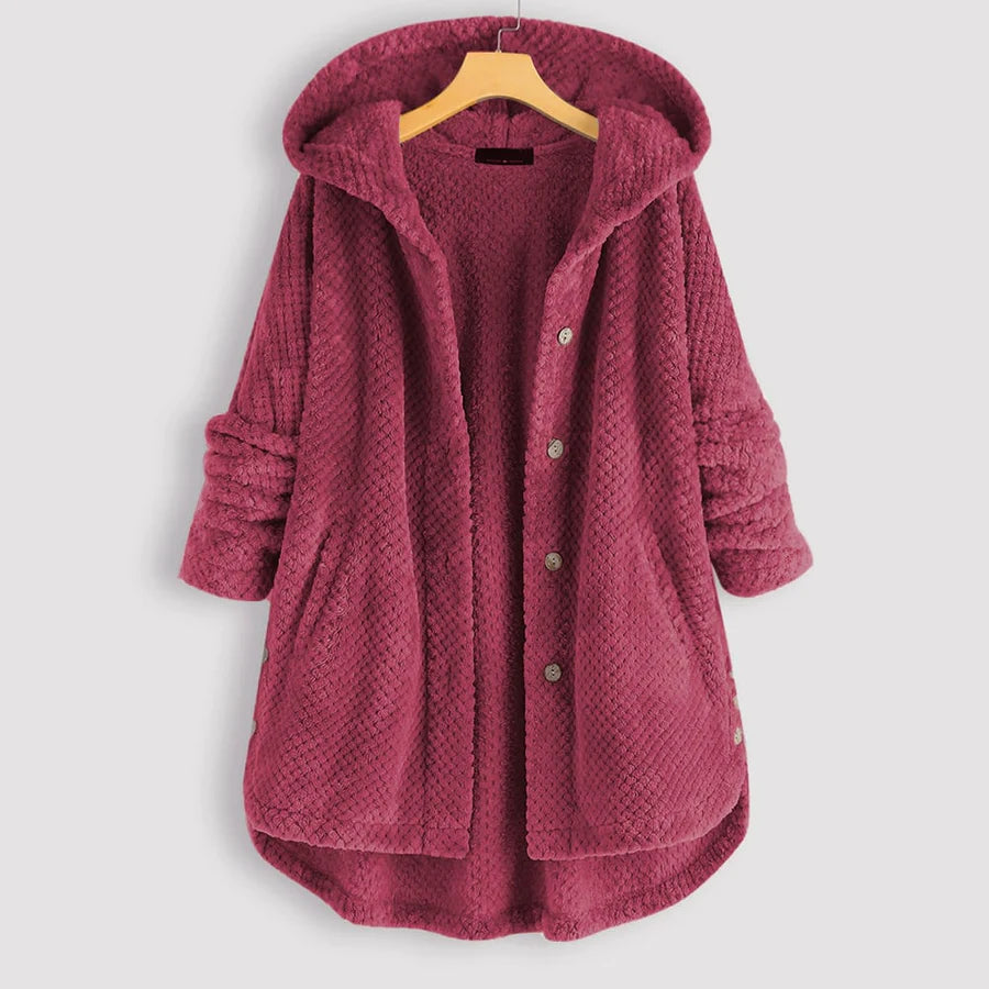 Manteau Cosy en Polaire Double-Face à Capuche pour Femme