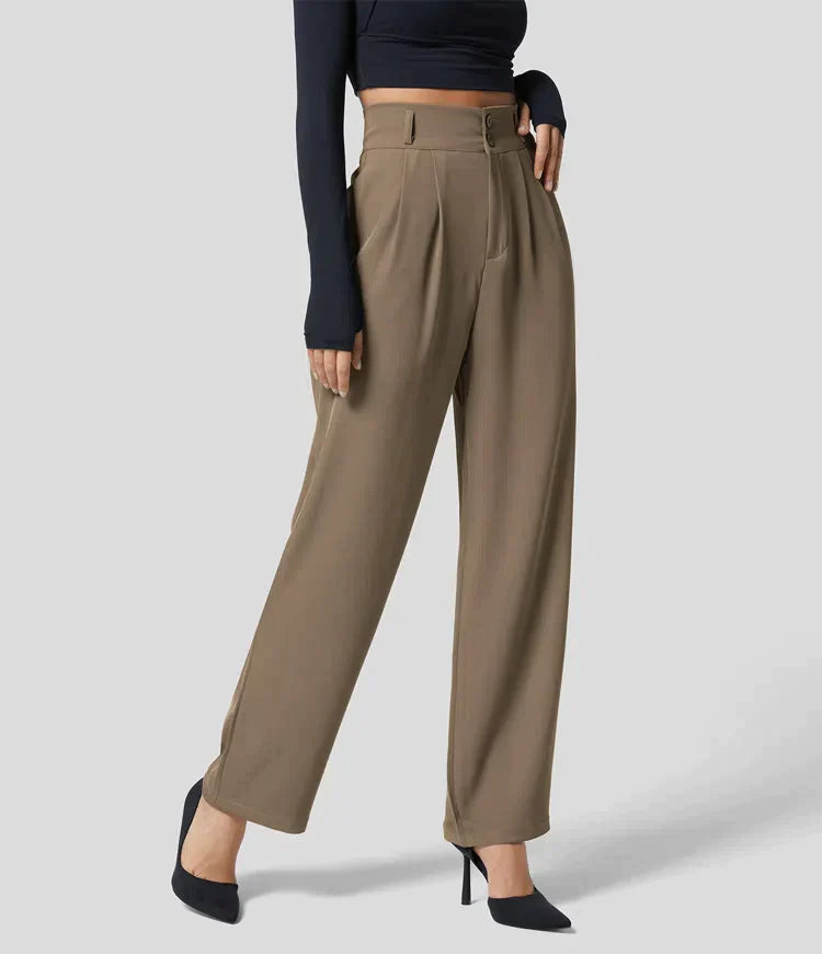 Pantalon Élégance Chic à Taille Haute pour Femme