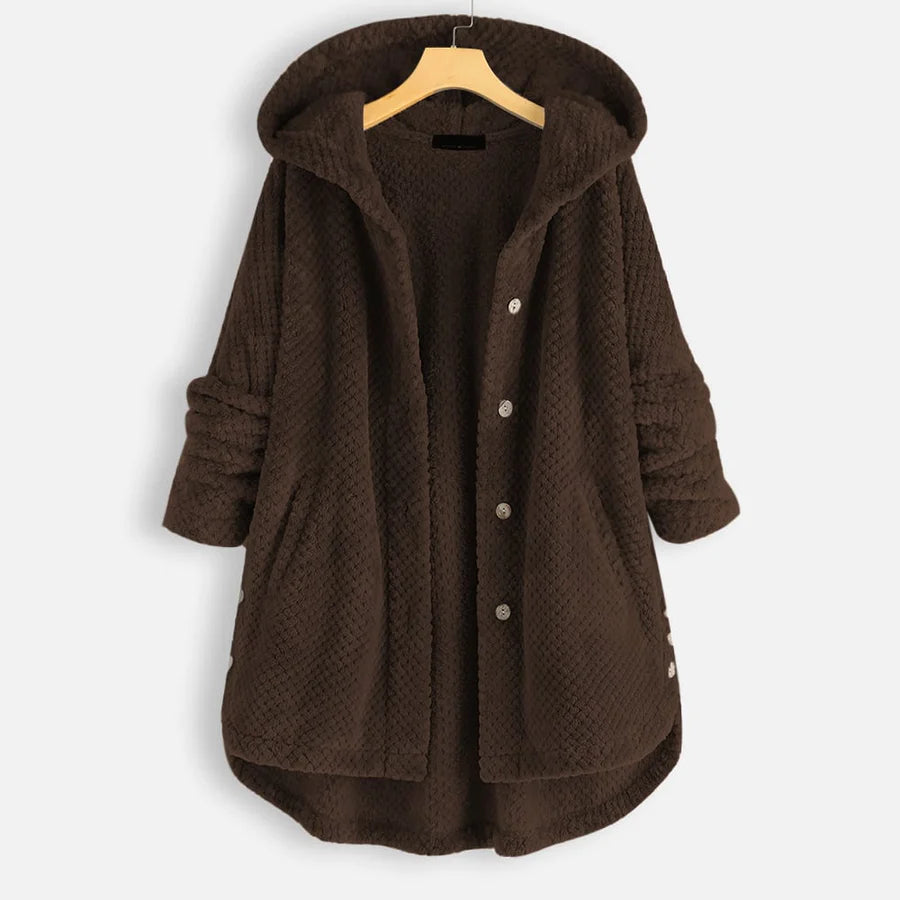 Manteau Cosy en Polaire Double-Face à Capuche pour Femme