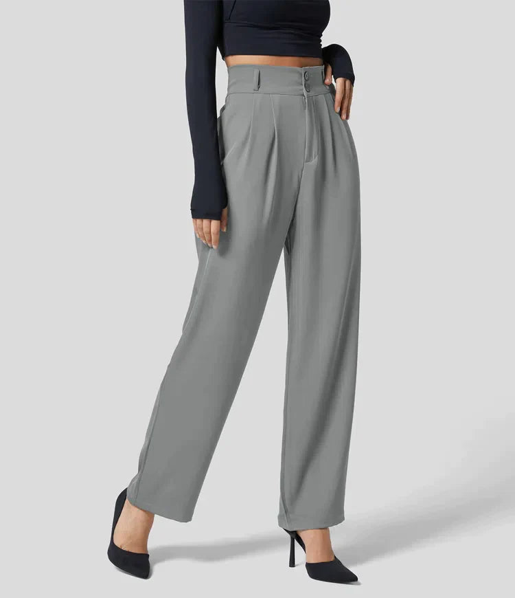 Pantalon Élégance Chic à Taille Haute pour Femme