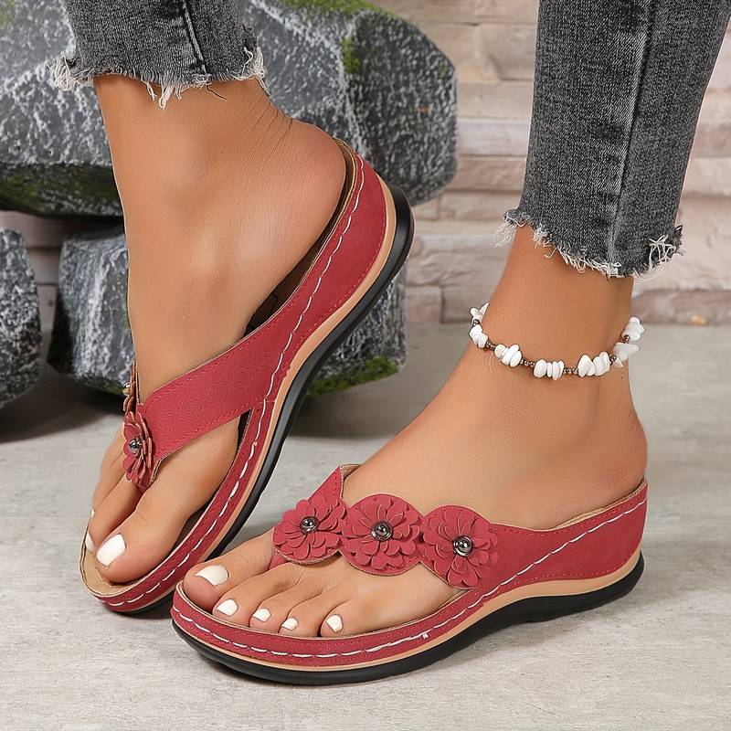 Sandales à Fleurs Ultra-Confortables pour Femme